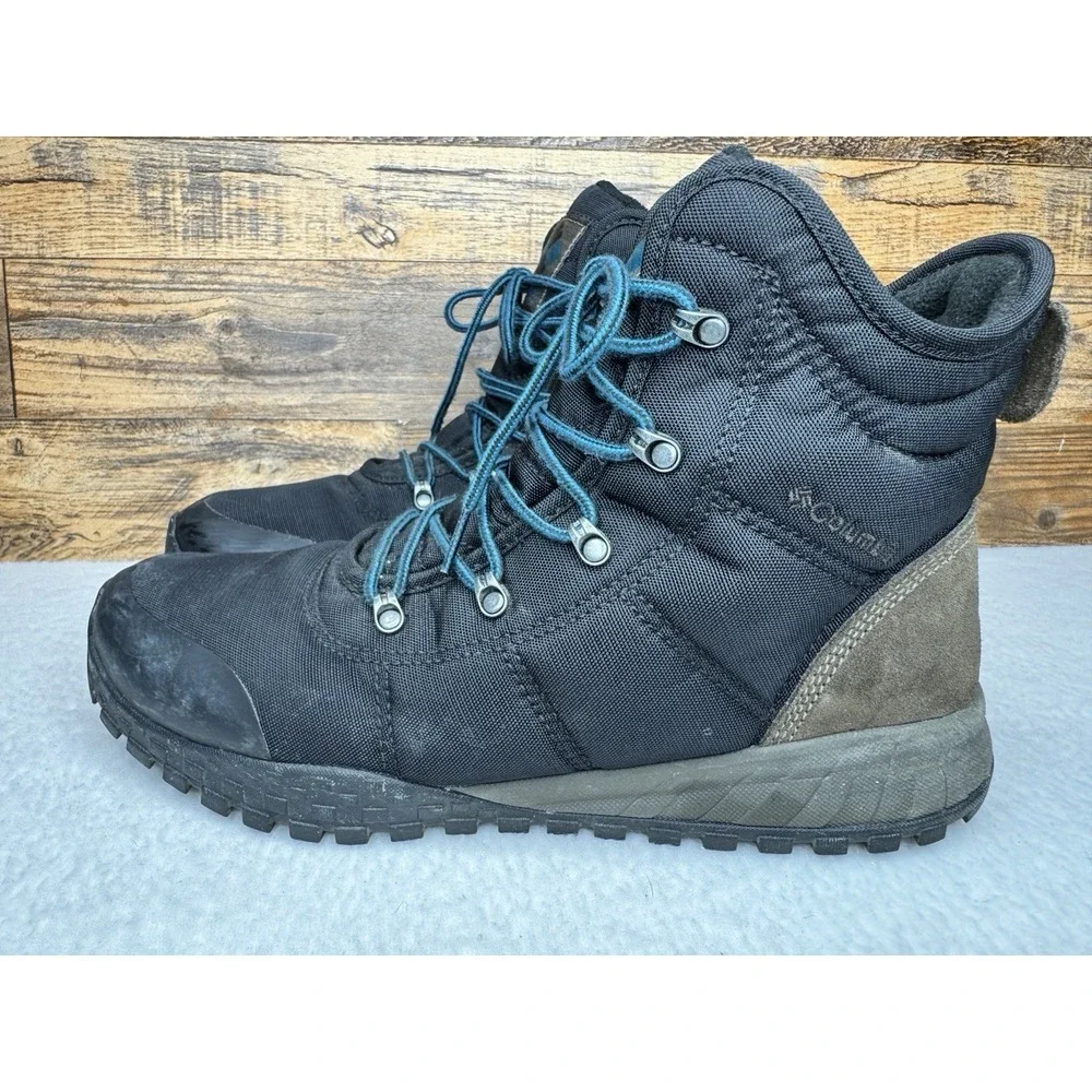 Columbia Mens Hiking Fairbanks Omni-Heat Winter Boots Sz 12 Black Brown Insulate